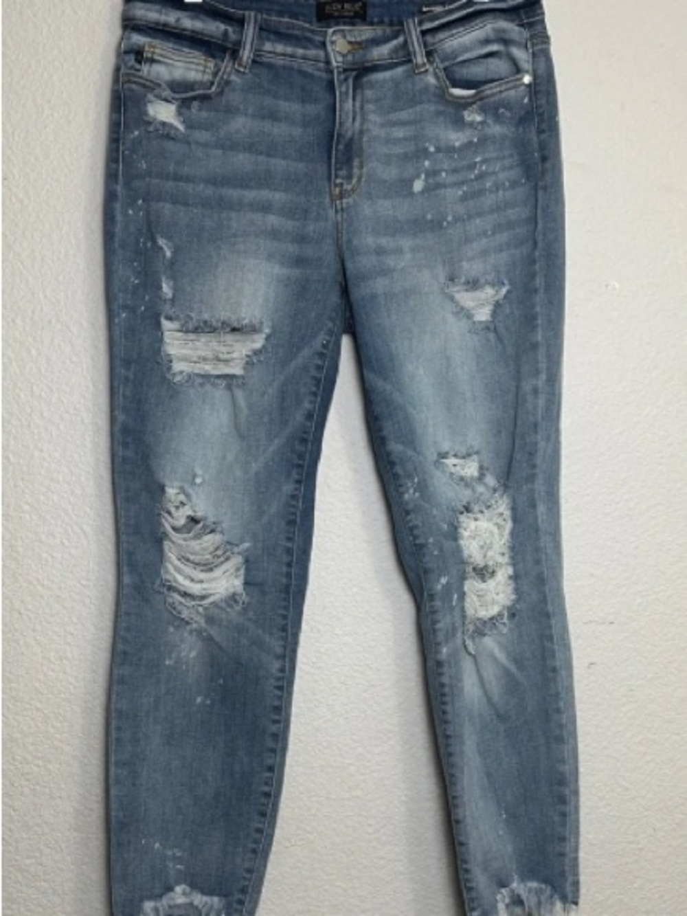 Distressed Light Blue Skinny Jeans for Women